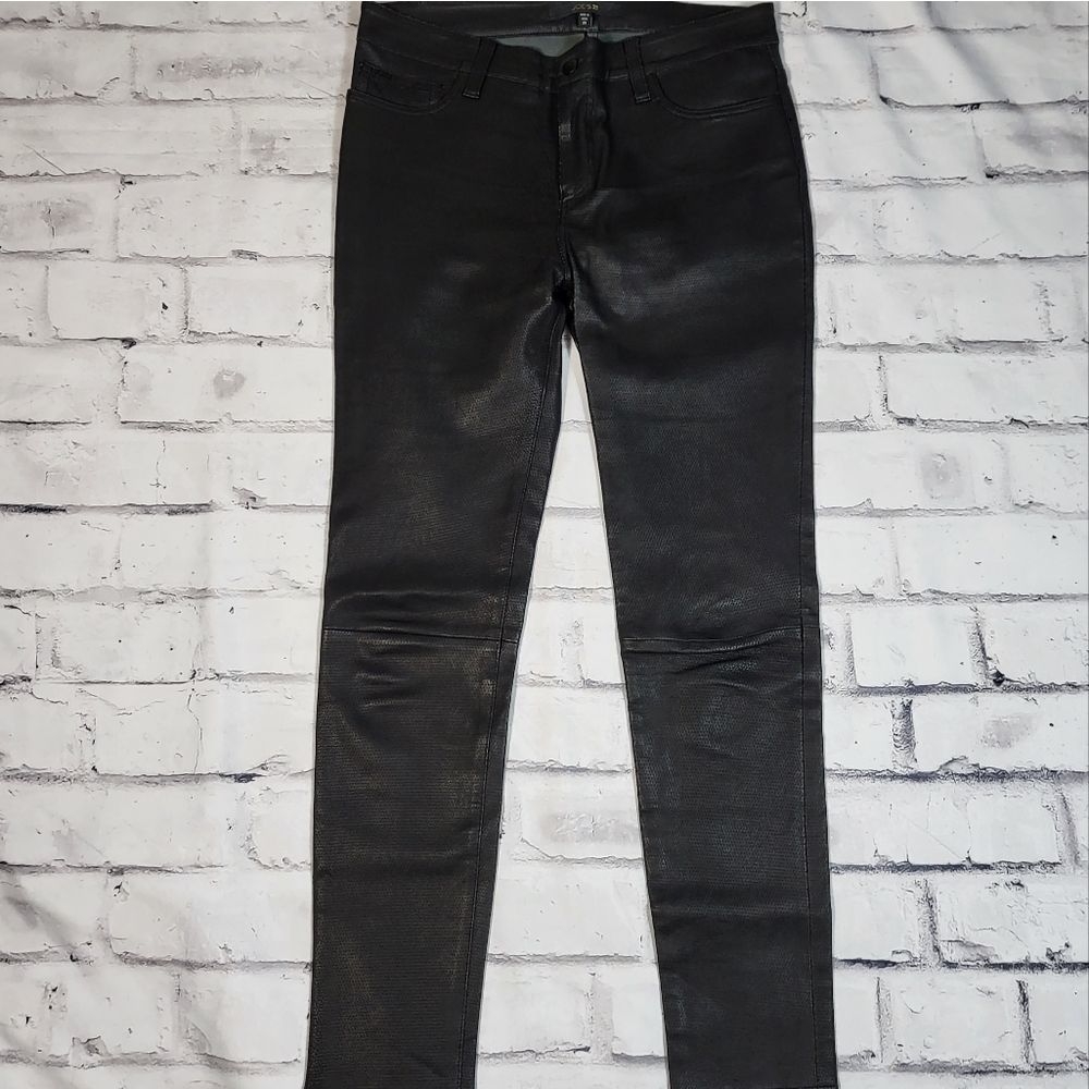 JOES JEANS Black Perforated 100% Leather Skinny High Rise Ankle Pants Size 29 - Picture 2 of 4